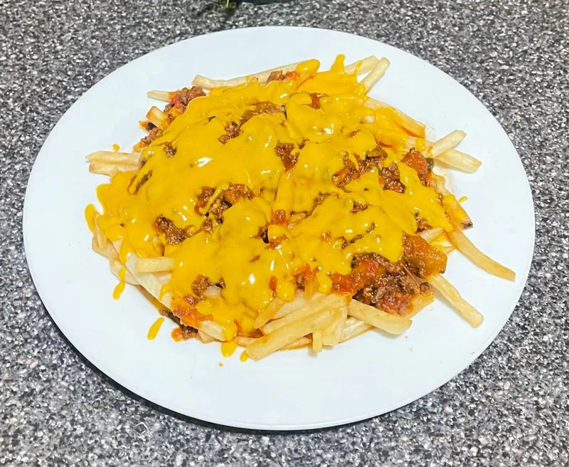 Chili cheese fries loaded with toppings